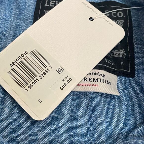 Levis Sutro "In The Sky" Seersucker Striped Denim Hooded Anorak Mens size S New - Picture 11 of 11